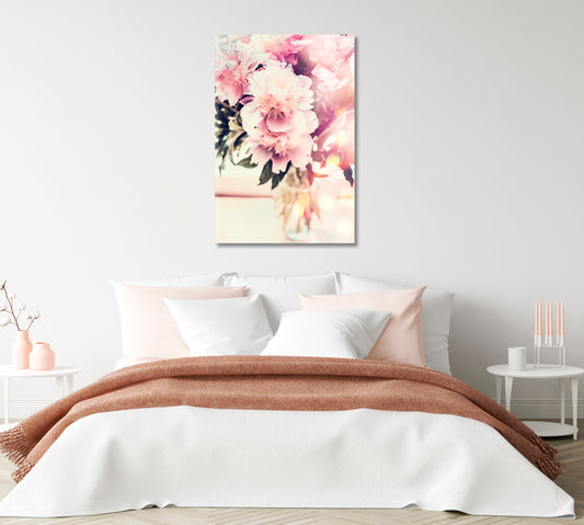 Shabby Chic Peony Wall Art-Canvas Print-CetArt-1 panel-16x24 inches-CetArt