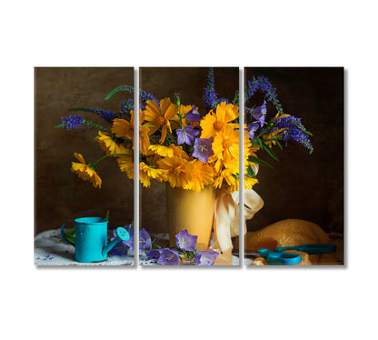 Summer Flowers Still Life Canvas Print-Canvas Print-CetArt-3 Panels-36x24 inches-CetArt