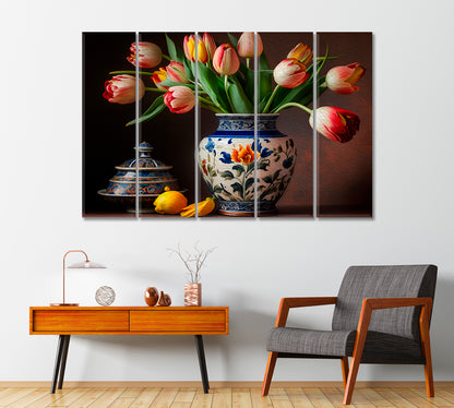 Tulips Still Life Wall Art Print-Canvas Print-CetArt-1 Panel-24x16 inches-CetArt