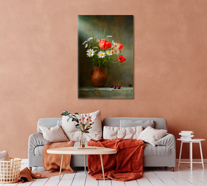 Daisies Still Life Art For Home-Canvas Print-CetArt-1 panel-16x24 inches-CetArt