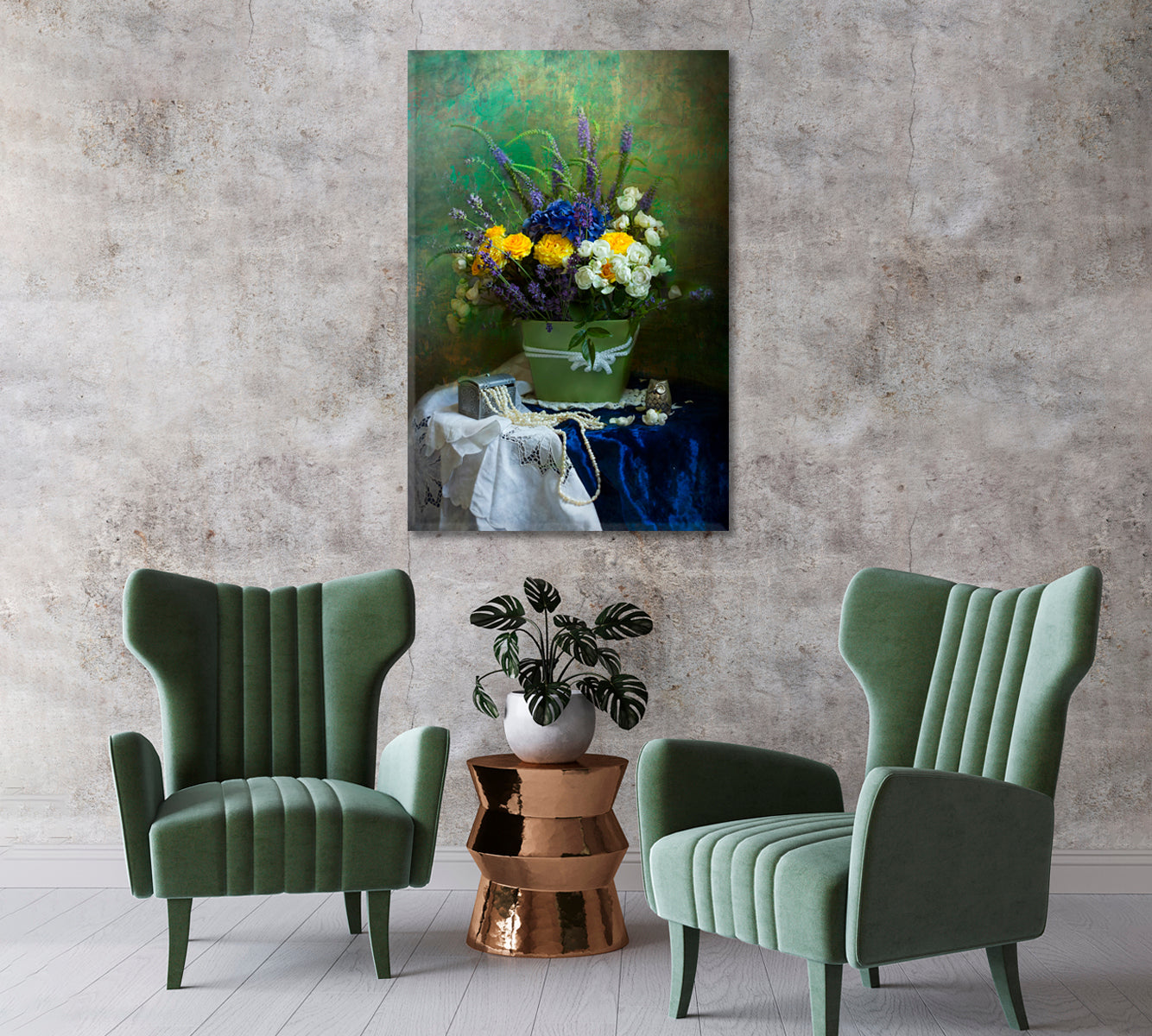 Summer Flowers Still Life Art Print-Canvas Print-CetArt-1 panel-16x24 inches-CetArt