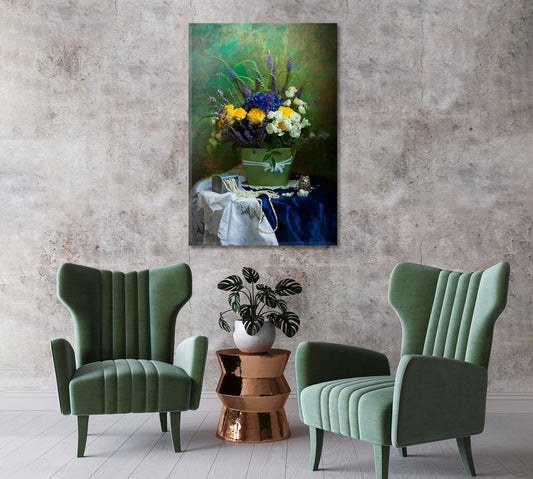 Summer Flowers Still Life Art Print-Canvas Print-CetArt-1 panel-16x24 inches-CetArt