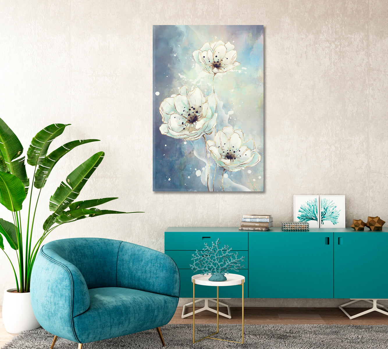 Tender White Flowers Canvas Art Decor-Canvas Print-CetArt-1 panel-16x24 inches-CetArt