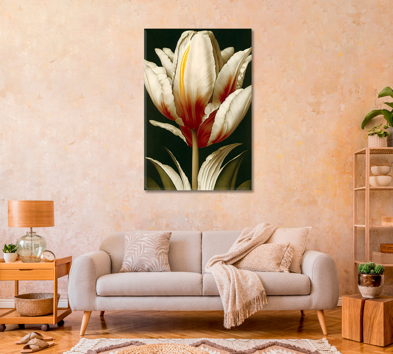 Beautiful Tulip Flower Canvas Home Decor-Canvas Print-CetArt-1 panel-16x24 inches-CetArt