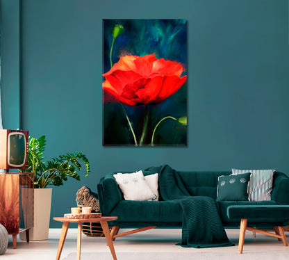 Poppy Wall Art Print on Canvas-Canvas Print-CetArt-1 panel-16x24 inches-CetArt