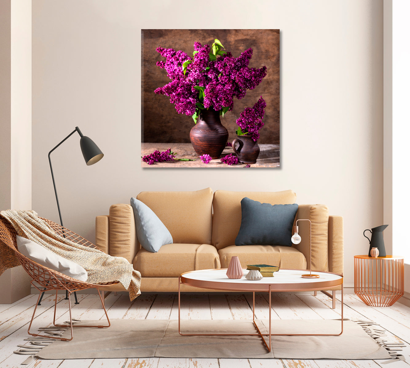 Lilac Flowers Still life Wall Art-Canvas Print-CetArt-1 panel-12x12 inches-CetArt