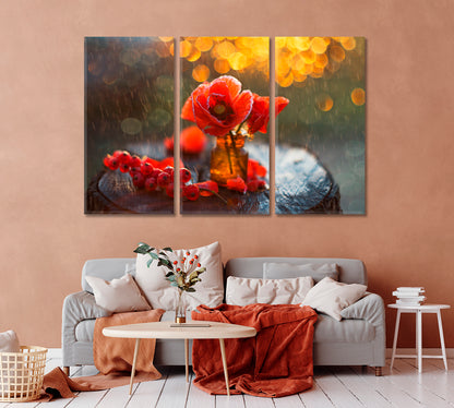 Poppies and Currants Wall Art Decor-Canvas Print-CetArt-1 Panel-24x16 inches-CetArt