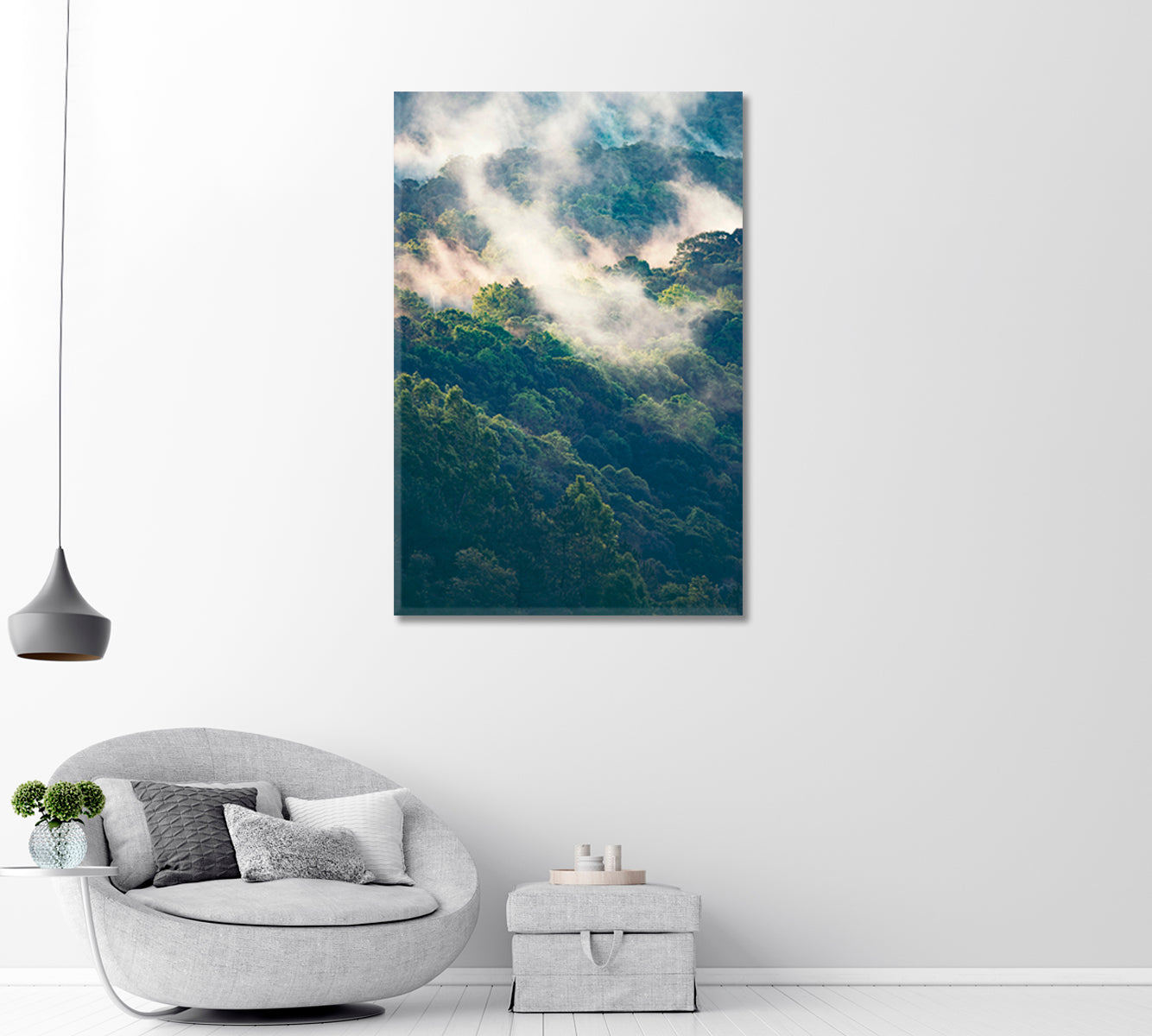 Foggy Forest Wall Art Interior Decor-Canvas Print-CetArt-1 panel-16x24 inches-CetArt