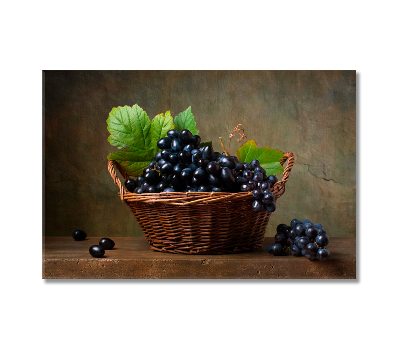 Grapes Still Life Canvas Wall Art-Canvas Print-CetArt-1 Panel-24x16 inches-CetArt