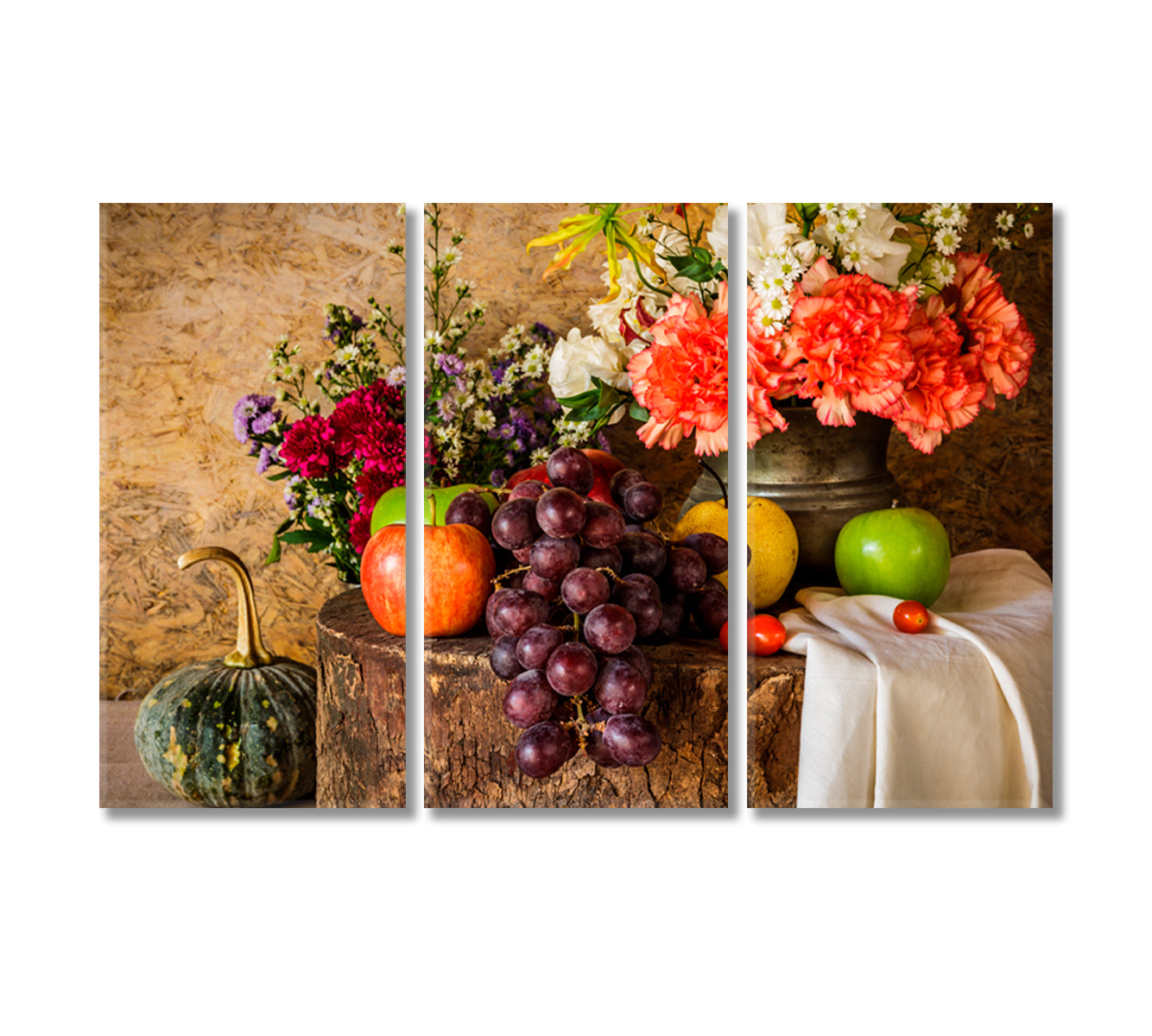 Fruits Still Life Wall Art Canvas-Canvas Print-CetArt-3 Panels-36x24 inches-CetArt