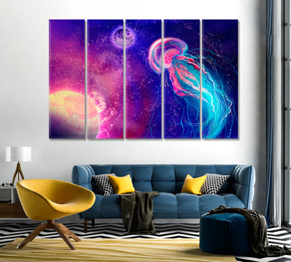 Space Jellyfish Modern Wall Art-Canvas Print-CetArt-1 Panel-24x16 inches-CetArt