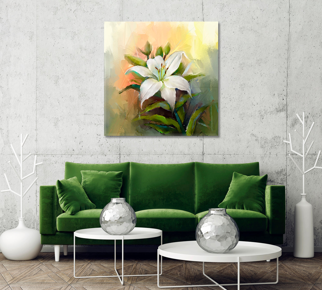 Lily Flower Still Life Giclee Print-Canvas Print-CetArt-1 panel-12x12 inches-CetArt