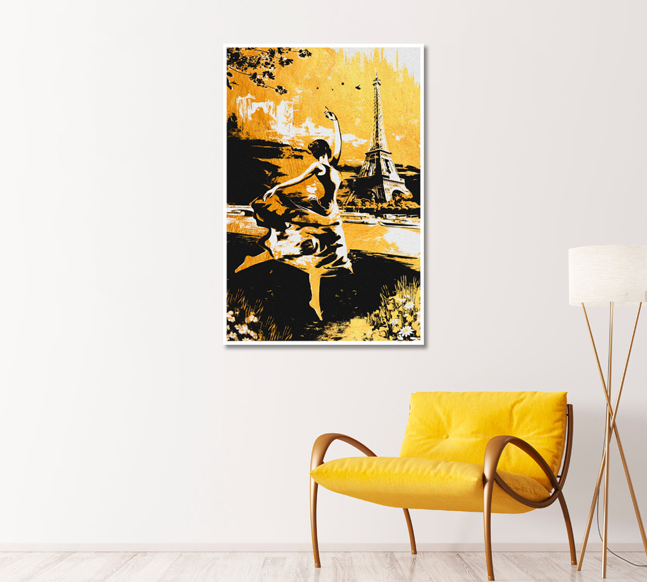 Ballerina Dancing in Paris Wall Art-Canvas Print-CetArt-1 panel-16x24 inches-CetArt