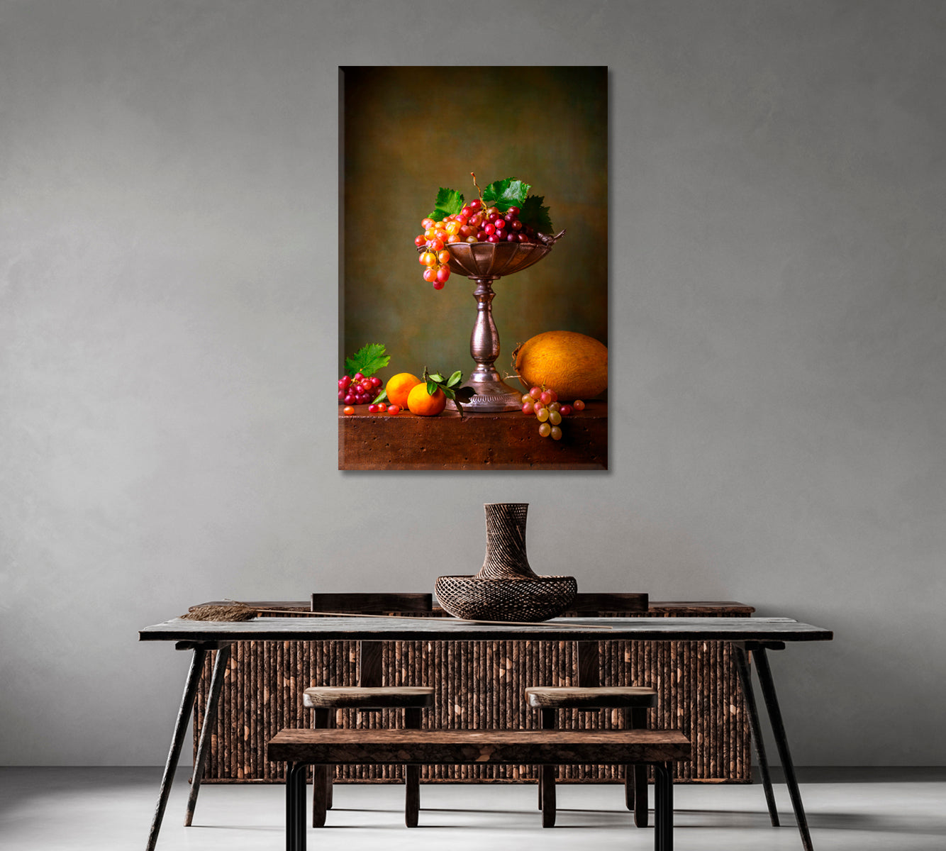 Grapes Still Life Wall Art Decor-Canvas Print-CetArt-1 panel-16x24 inches-CetArt