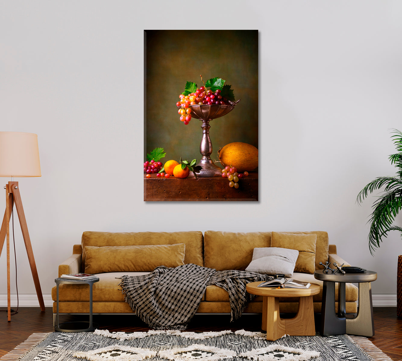 Grapes Still Life Wall Art Decor-Canvas Print-CetArt-1 panel-16x24 inches-CetArt