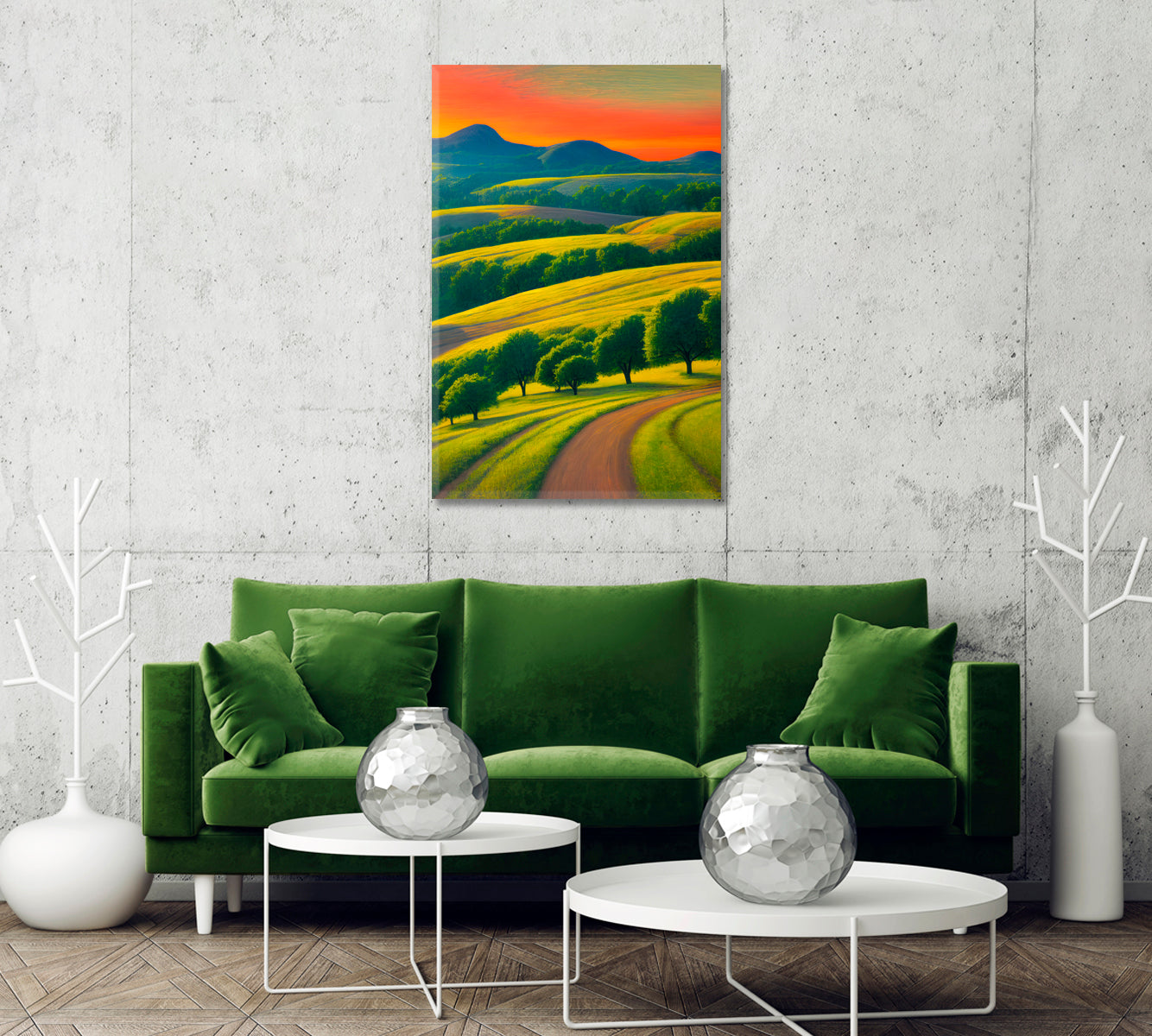 Green Fields Art Print Wall Decor-Canvas Print-CetArt-1 panel-16x24 inches-CetArt