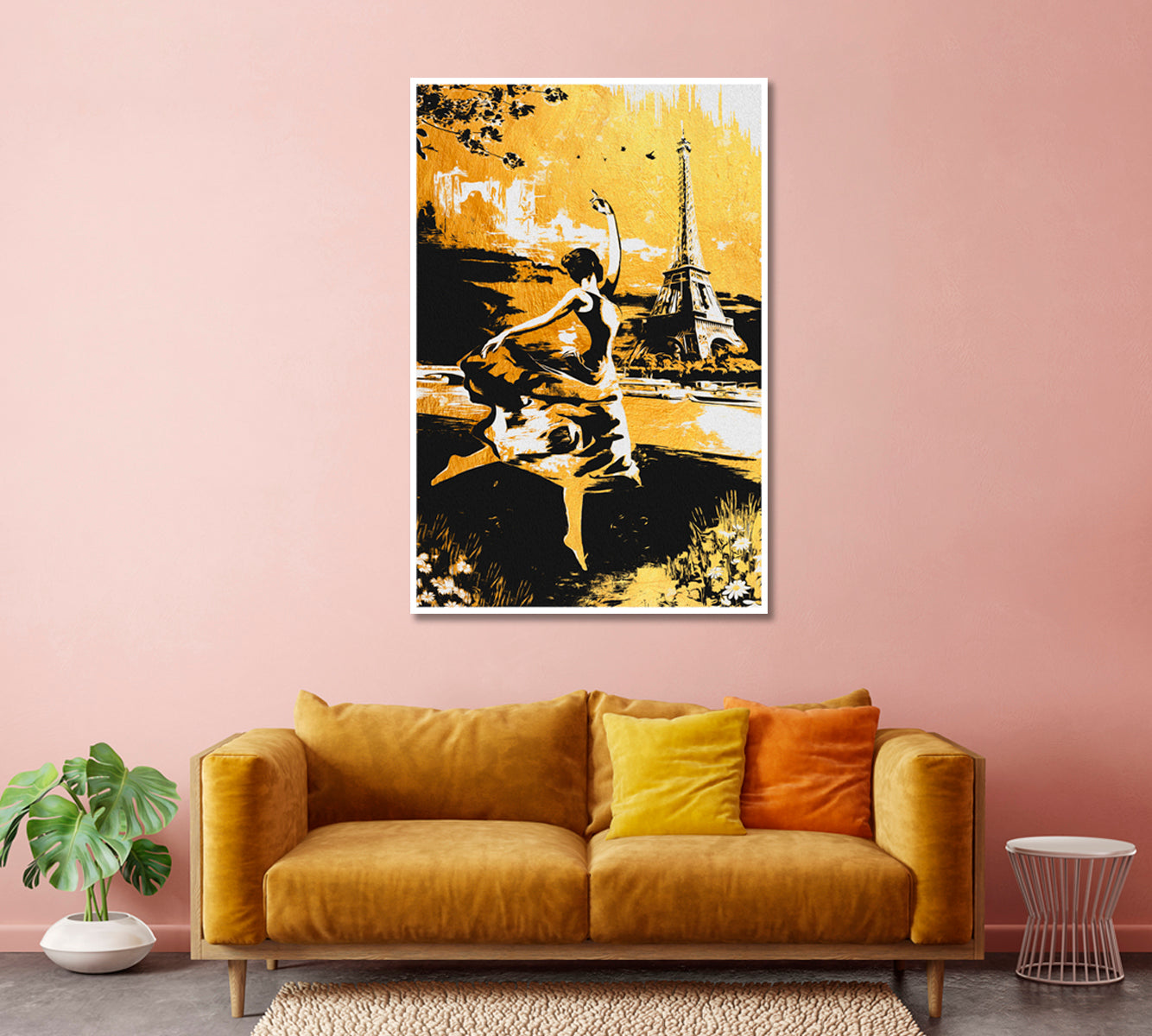 Ballerina Dancing in Paris Wall Art-Canvas Print-CetArt-1 panel-16x24 inches-CetArt