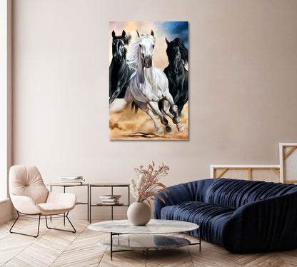 Horses Trendy Wall Art Decor-Canvas Print-CetArt-1 panel-16x24 inches-CetArt