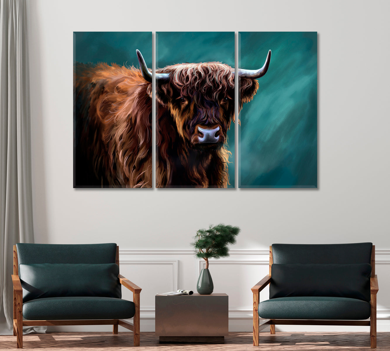 Highland Cow Art Print For Home-Canvas Print-CetArt-1 Panel-24x16 inches-CetArt