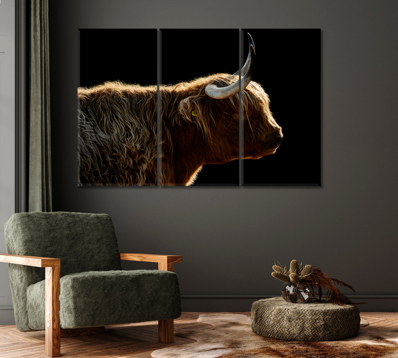 Highland Cow Art Wall Decor-Canvas Print-CetArt-1 Panel-24x16 inches-CetArt