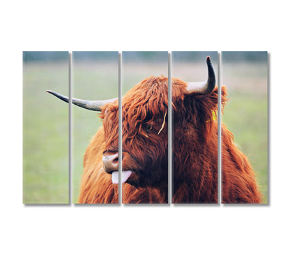 Cute Highland Cow Home Art Decor-Canvas Print-CetArt-5 Panels-36x24 inches-CetArt