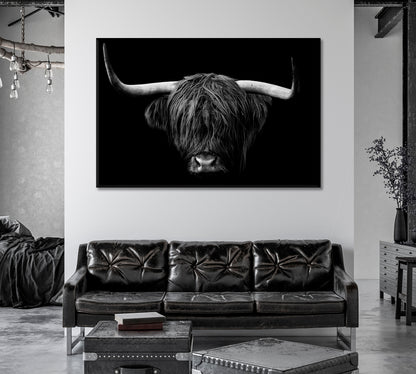 Highland Cow Standing Portrait Canvas Print-Canvas Print-CetArt-1 Panel-24x16 inches-CetArt