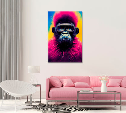 Hipster Monkey Colorful Canvas Wall Decor-Canvas Print-CetArt-1 panel-16x24 inches-CetArt