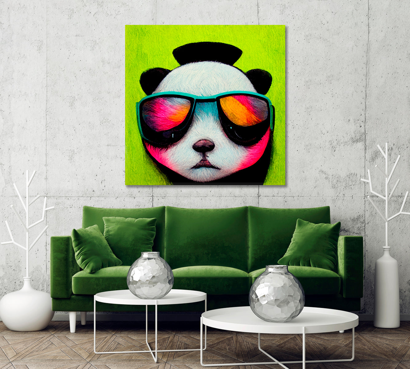 Hipster Panda in Sunglasses Art Print-Canvas Print-CetArt-1 panel-12x12 inches-CetArt