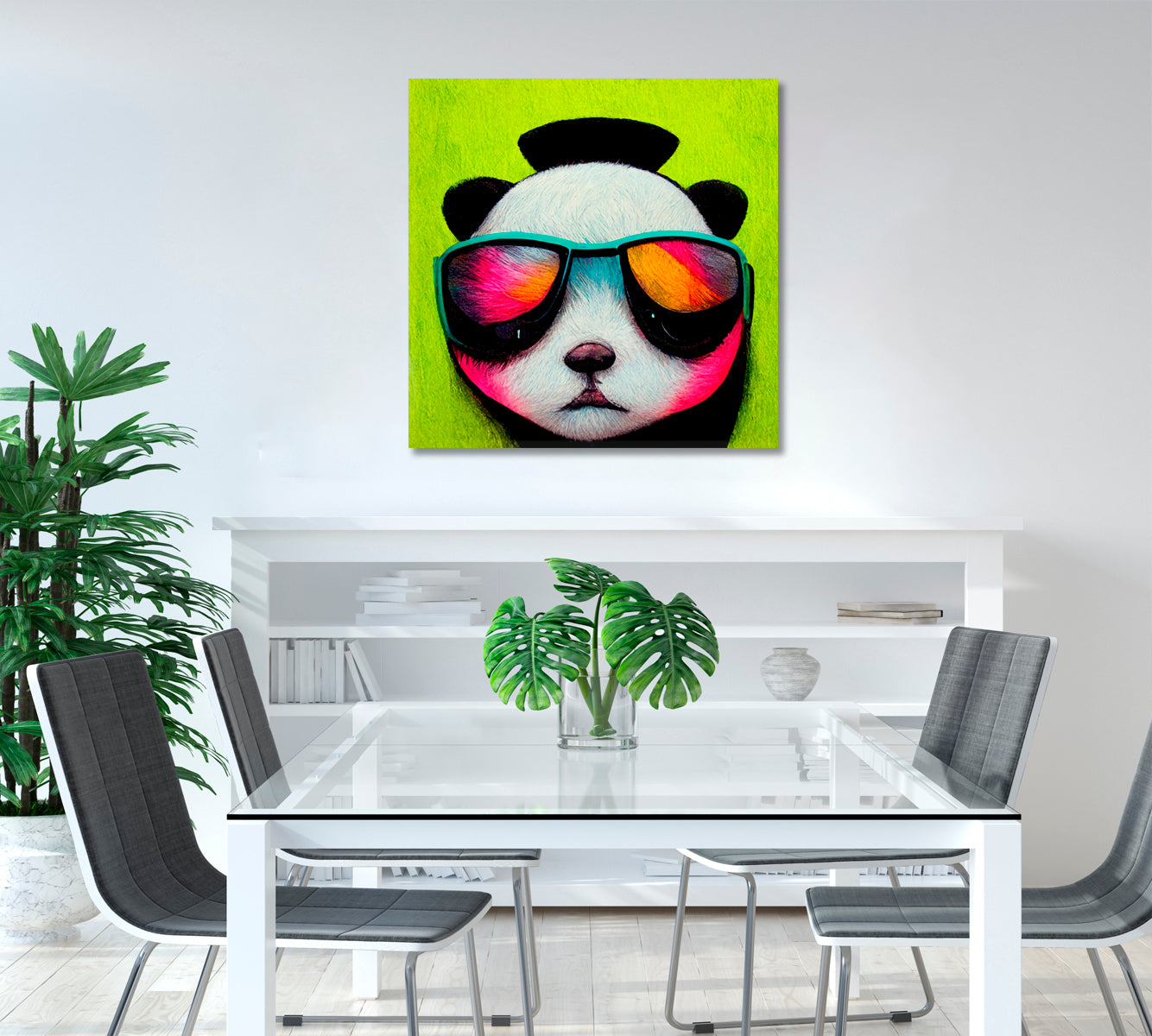 Hipster Panda in Sunglasses Art Print-Canvas Print-CetArt-1 panel-12x12 inches-CetArt