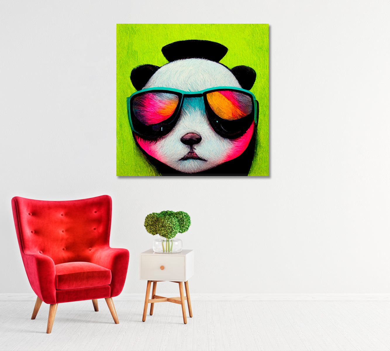 Hipster Panda in Sunglasses Art Print-Canvas Print-CetArt-1 panel-12x12 inches-CetArt