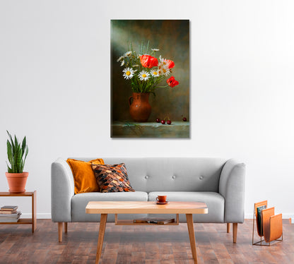 Daisies Still Life Art For Home-Canvas Print-CetArt-1 panel-16x24 inches-CetArt