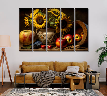 Sunflowers Still Life Art For Home-Canvas Print-CetArt-1 Panel-24x16 inches-CetArt