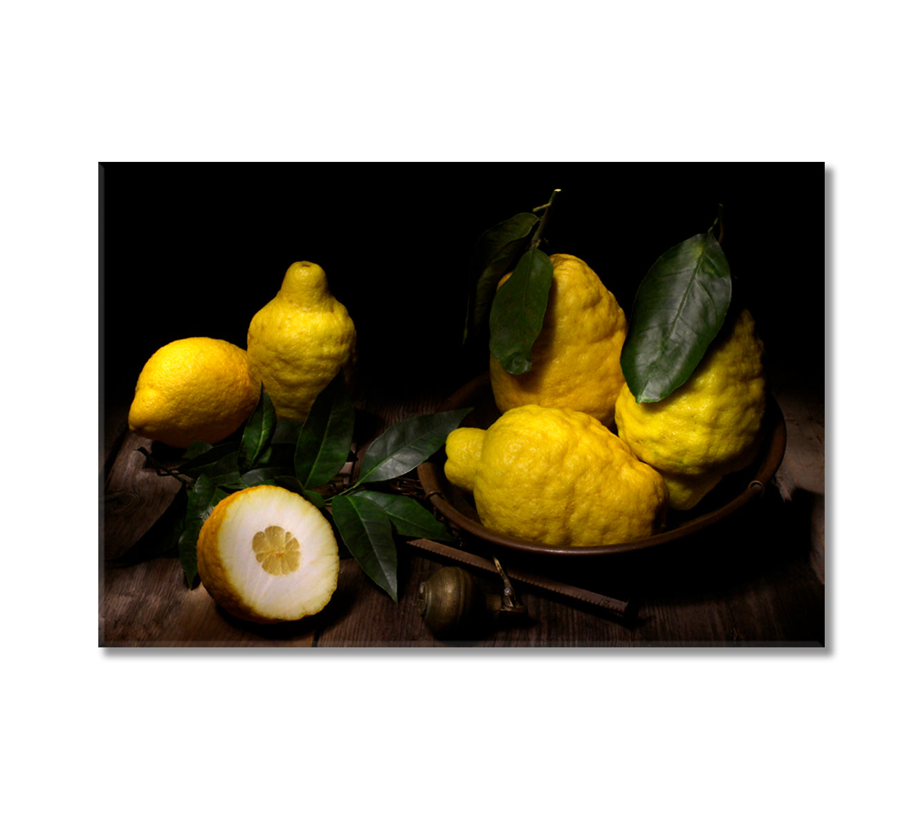 Lemons Still Life Home Wall Art-Canvas Print-CetArt-1 Panel-24x16 inches-CetArt