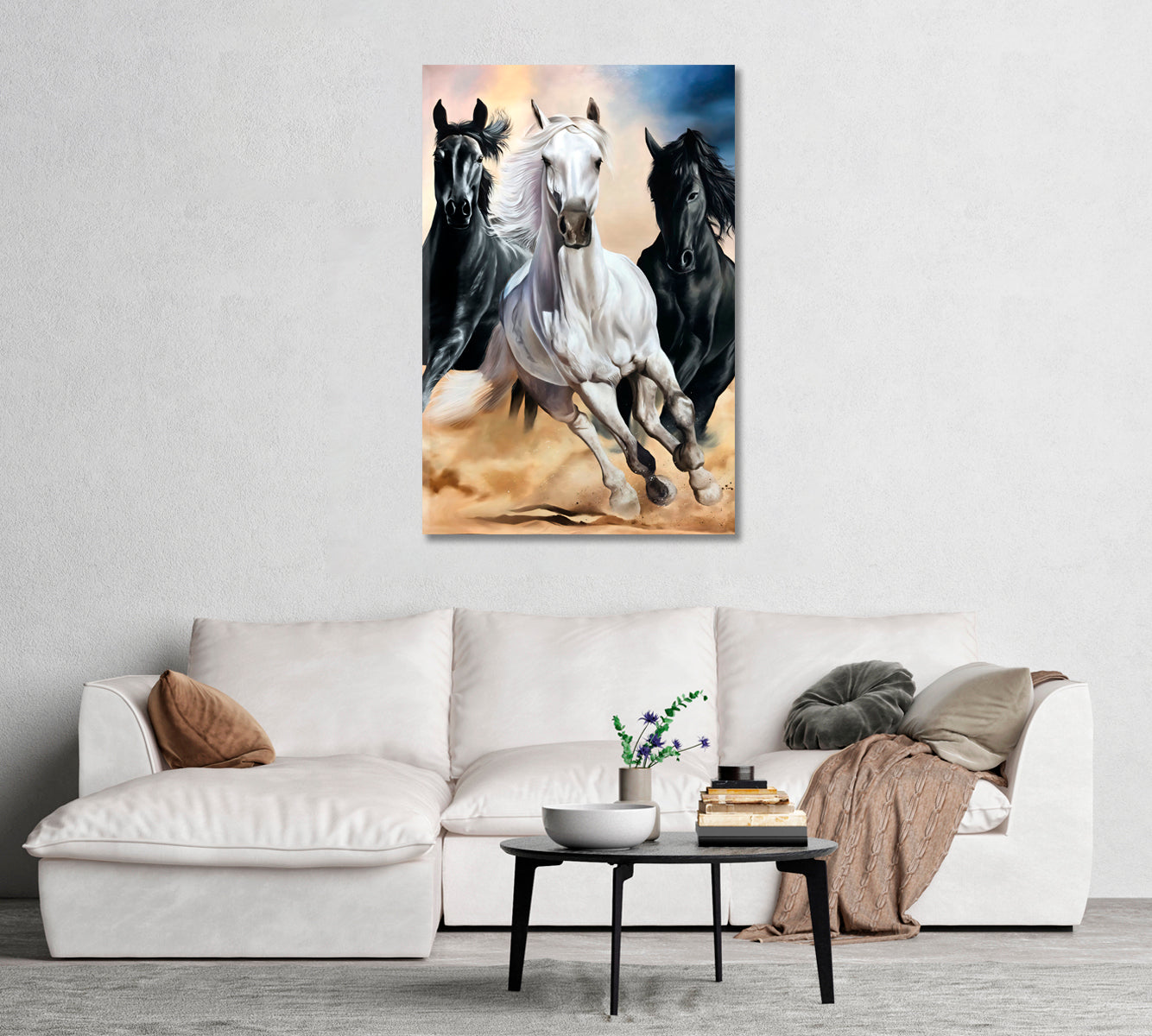 Horses Trendy Wall Art Decor-Canvas Print-CetArt-1 panel-16x24 inches-CetArt