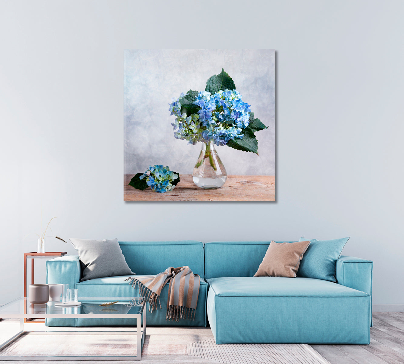 Hortensia Flowers Still Life Canvas Print-Canvas Print-CetArt-1 panel-12x12 inches-CetArt