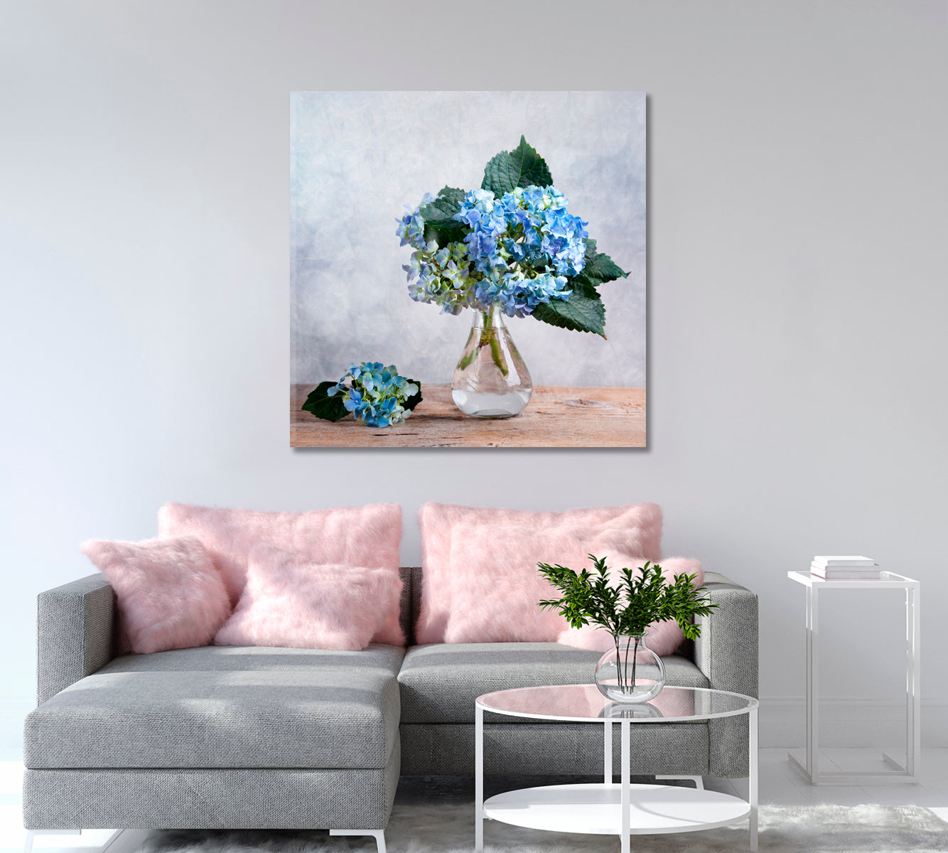 Hortensia Flowers Still Life Canvas Print-Canvas Print-CetArt-1 panel-12x12 inches-CetArt