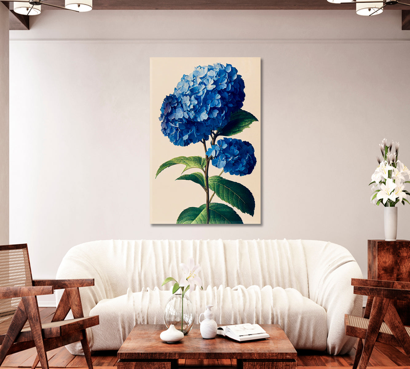 Blue Hydrangea Flower Frame Wall Art-Canvas Print-CetArt-1 panel-16x24 inches-CetArt