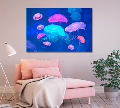 Colorful Jellyfish Canvas Wall Decor-Canvas Print-CetArt-1 Panel-24x16 inches-CetArt