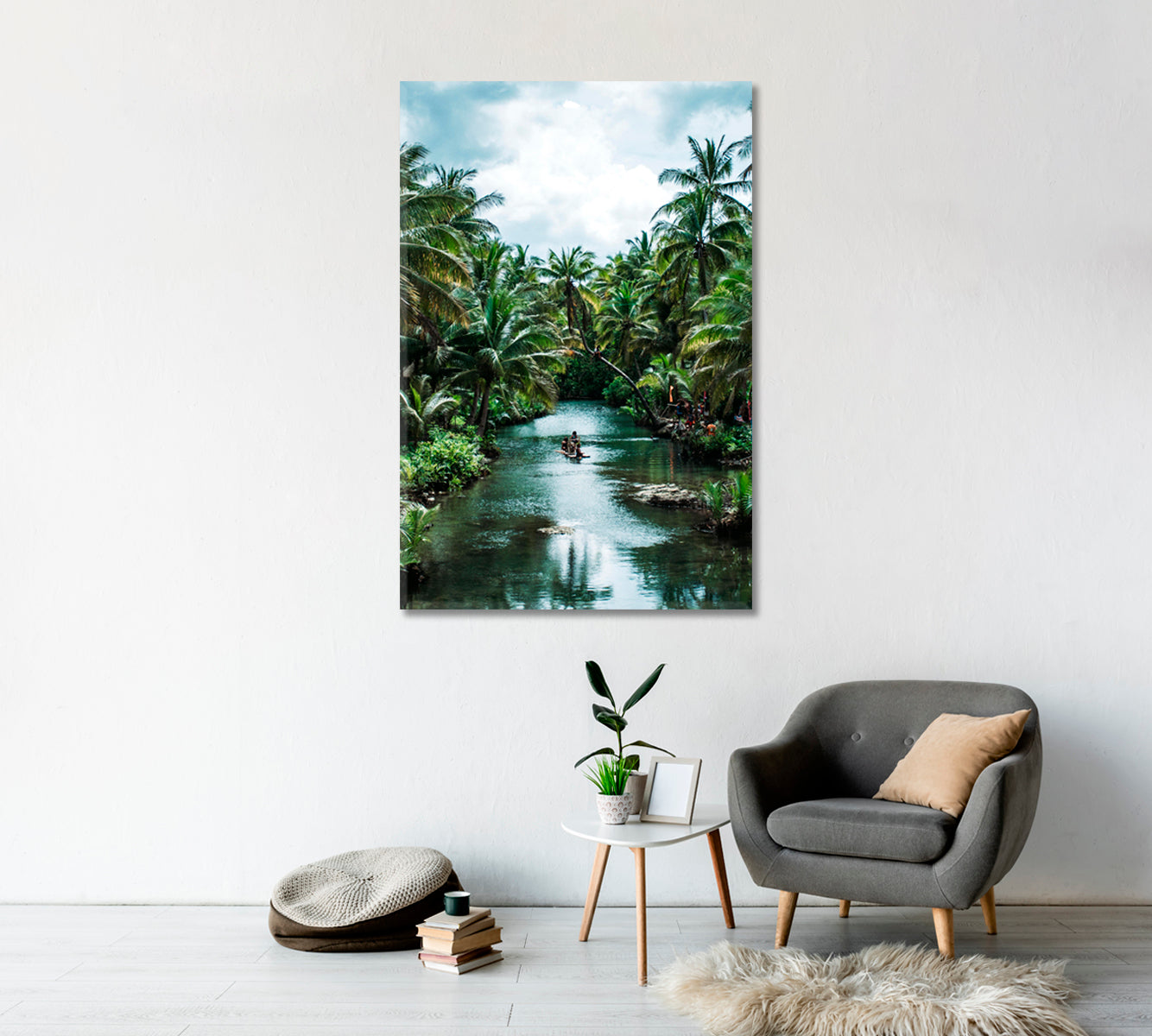 Palm Tree Jungle River Canvas Print-Canvas Print-CetArt-1 panel-16x24 inches-CetArt