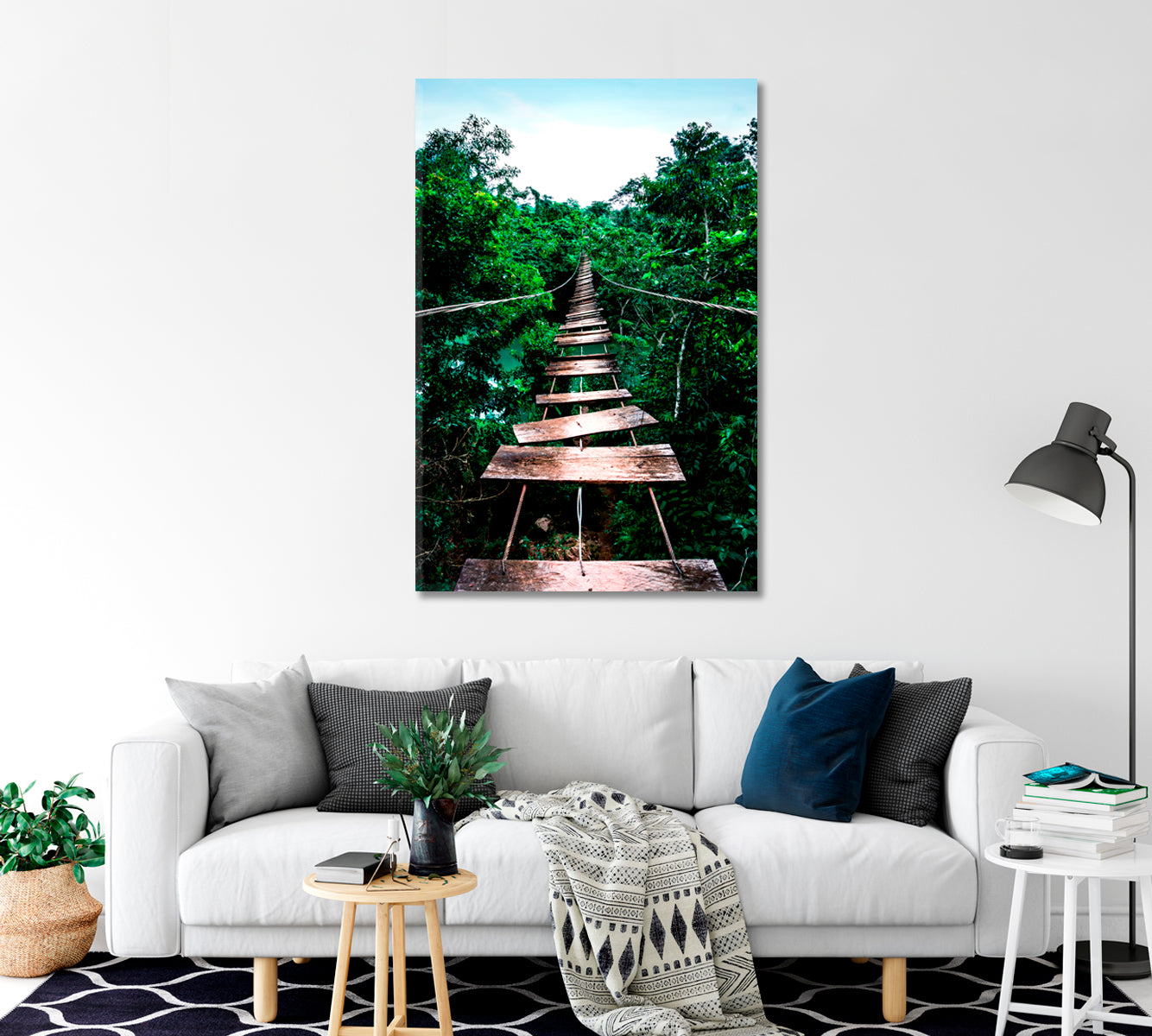 Jungle Rope Bridge Print Wall Art-Canvas Print-CetArt-1 panel-16x24 inches-CetArt