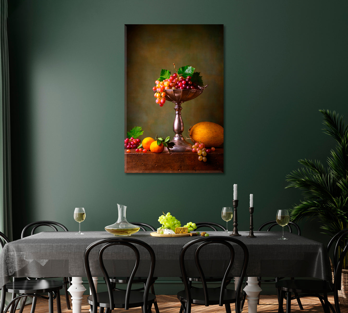 Grapes Still Life Wall Art Decor-Canvas Print-CetArt-1 panel-16x24 inches-CetArt