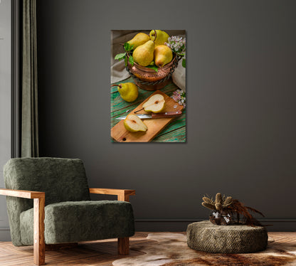 Ripe Pears Home Wall Decor-Canvas Print-CetArt-1 panel-16x24 inches-CetArt