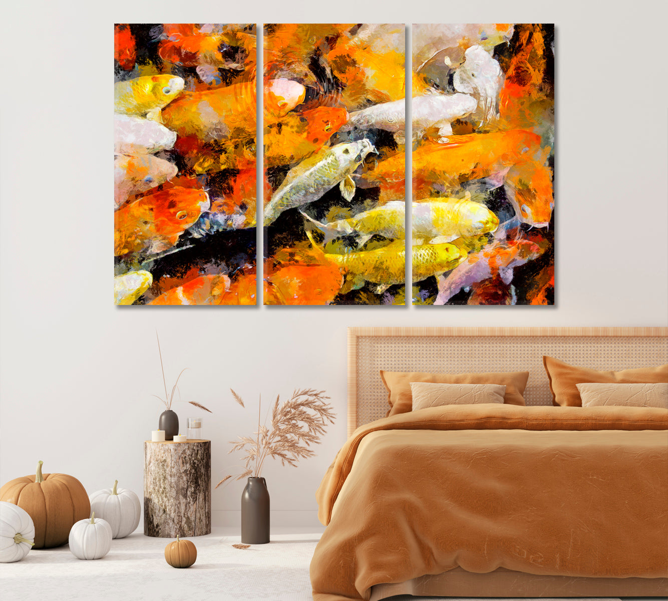 Japanese Koi Fishes Art For Home-Canvas Print-CetArt-1 Panel-24x16 inches-CetArt