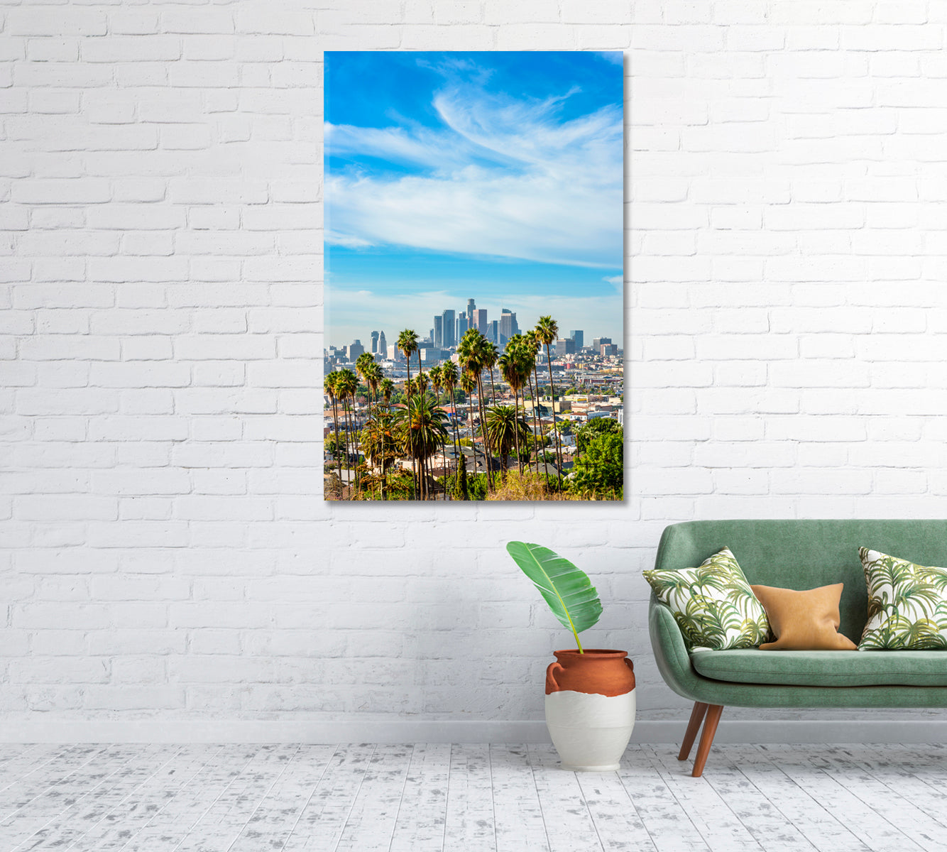 Los Angeles Skyline Print Wall Art-Canvas Print-CetArt-1 panel-16x24 inches-CetArt