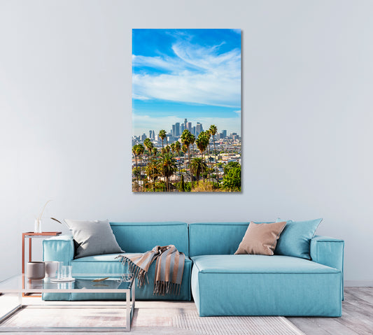 Los Angeles Skyline Print Wall Art-Canvas Print-CetArt-1 panel-16x24 inches-CetArt