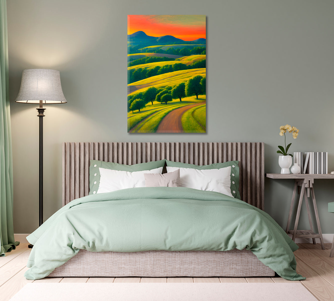 Green Fields Art Print Wall Decor-Canvas Print-CetArt-1 panel-16x24 inches-CetArt