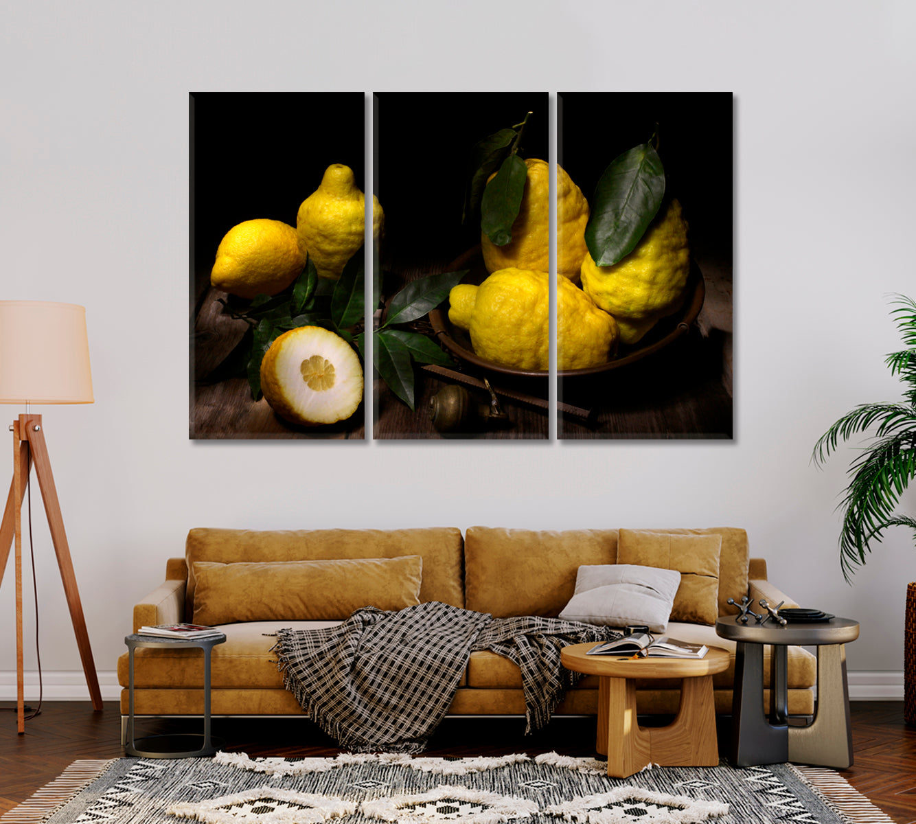 Lemons Still Life Home Wall Art-Canvas Print-CetArt-1 Panel-24x16 inches-CetArt