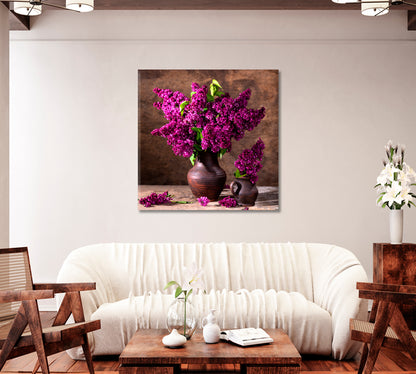 Lilac Flowers Still life Wall Art-Canvas Print-CetArt-1 panel-12x12 inches-CetArt