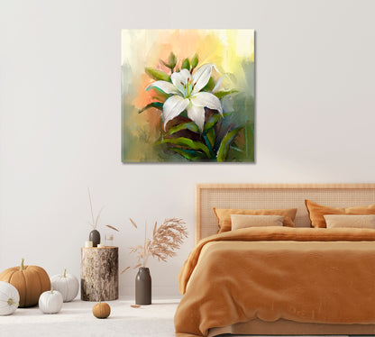 Lily Flower Still Life Giclee Print-Canvas Print-CetArt-1 panel-12x12 inches-CetArt