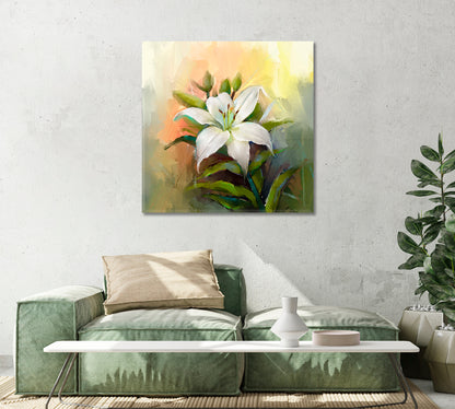 Lily Flower Still Life Giclee Print-Canvas Print-CetArt-1 panel-12x12 inches-CetArt